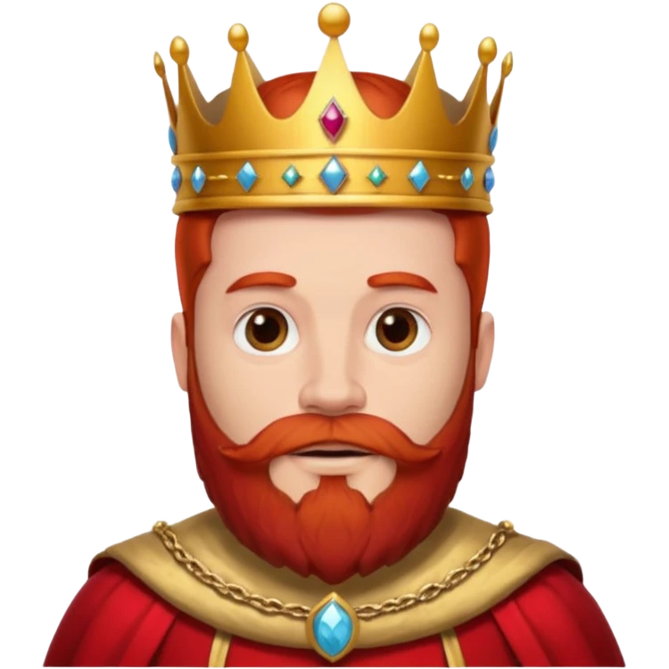 bearded king with crown and red outfit red hair emoji