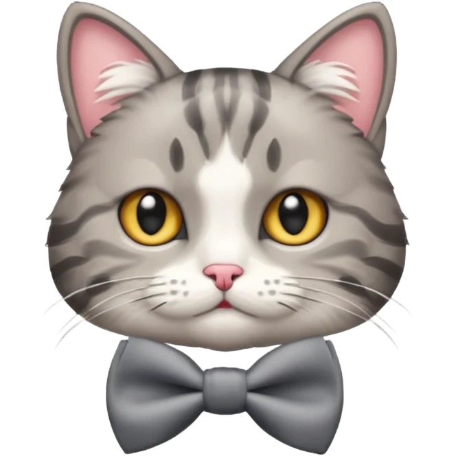 Um gato com lacinho roda emoji