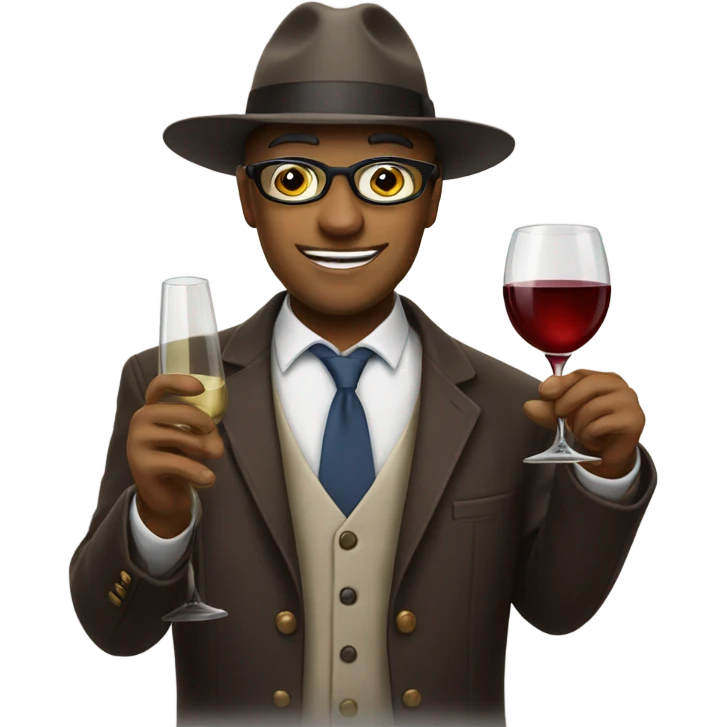 Emoji with hat and wine glass emoji