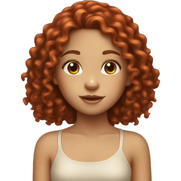 Girl with freckles and deep red long curly hair and light skin emoji