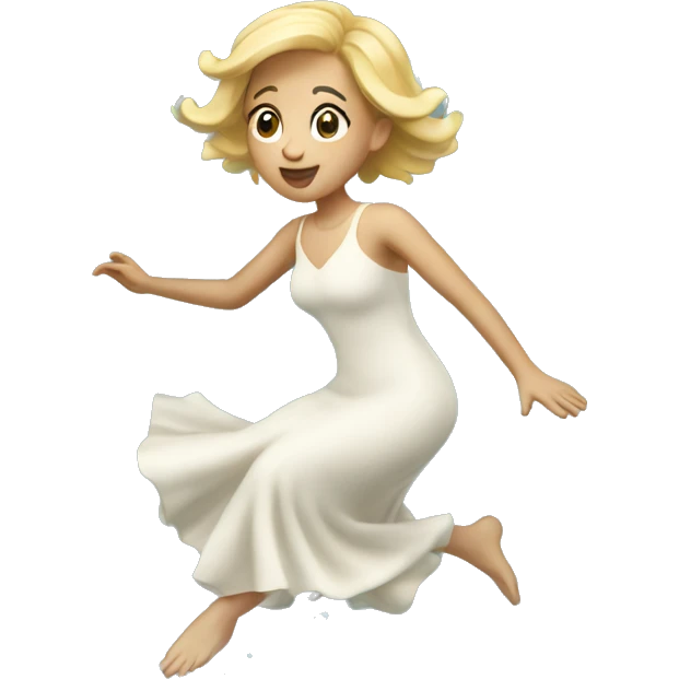 Blonde in long dress diving into water emoji