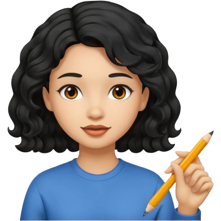 Una chica con el cabello negro ondulado haciendo lengua de señas emoji