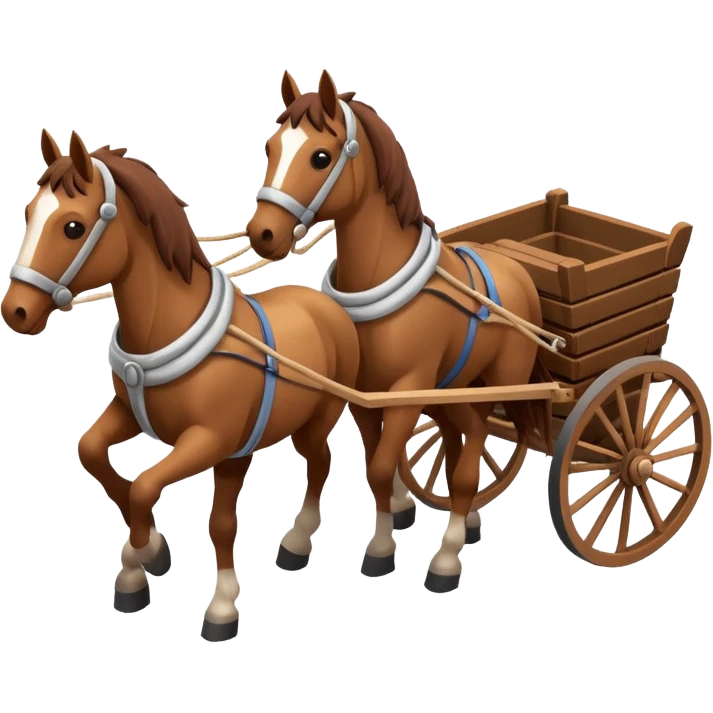 horses pulling a cart, isometric view emoji