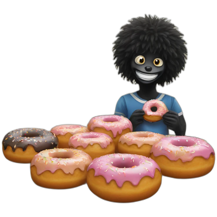 Gollywog looking at donuts emoji