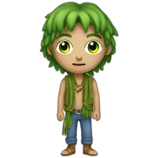 Hippie squatter with threads and green eyes emoji