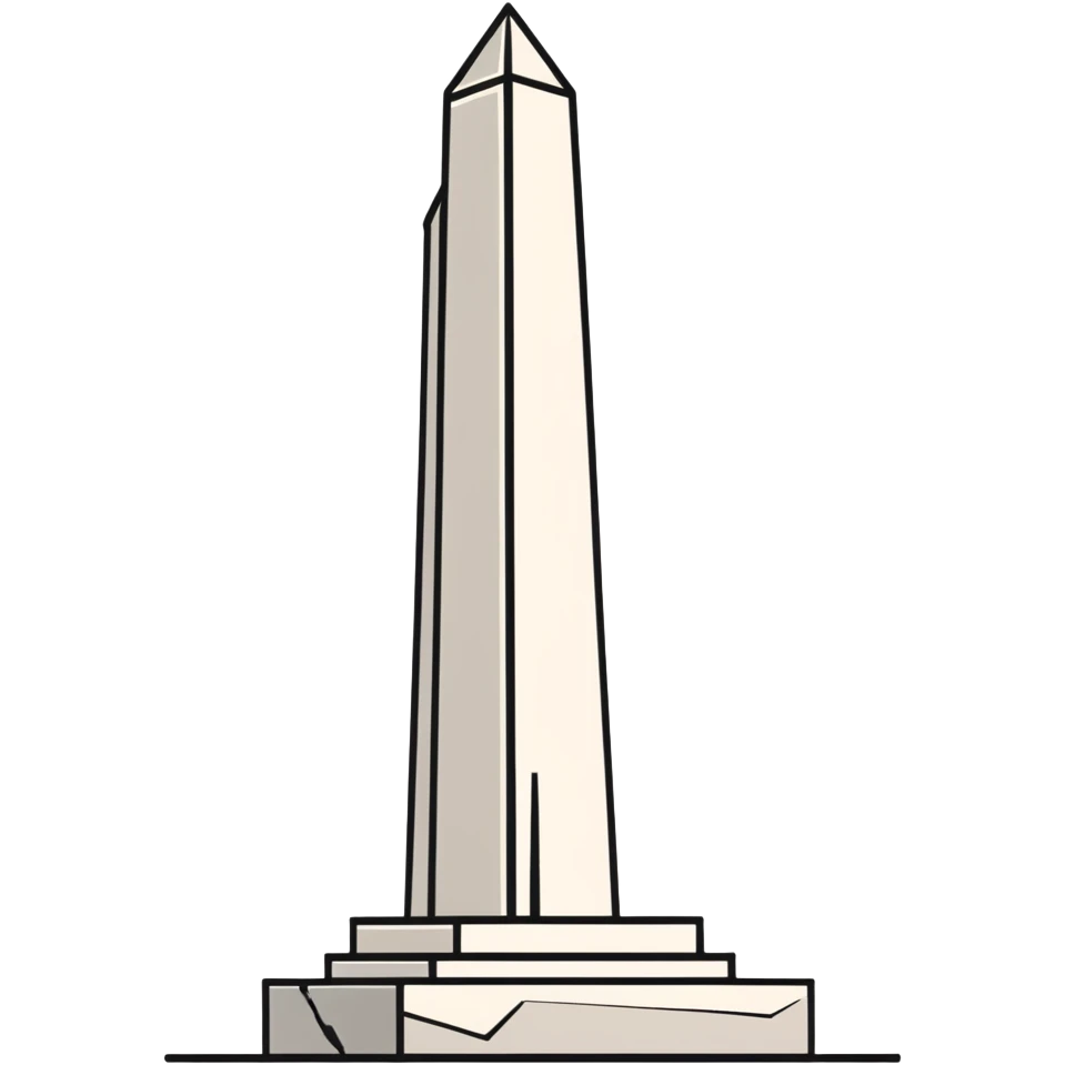 The Obelisk of Buenos Aires, a tall white stone monument with a pointed top, standing alone, iconic landmark of Argentina emoji