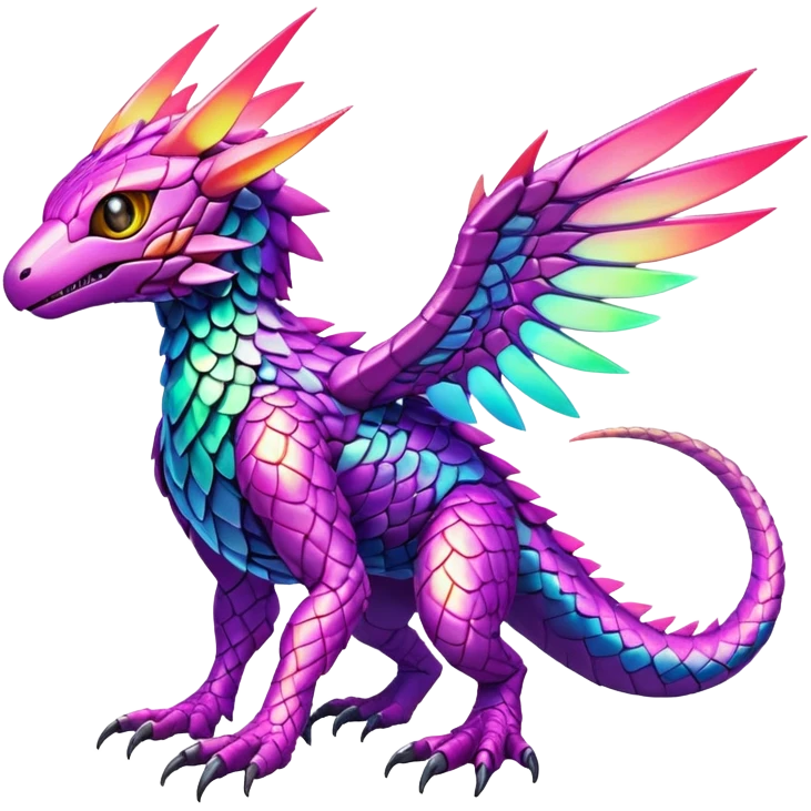 Tropical lush warm-colored modern colorful neon-colored cyber-Fakémon-Digimon-Trico-creature emoji