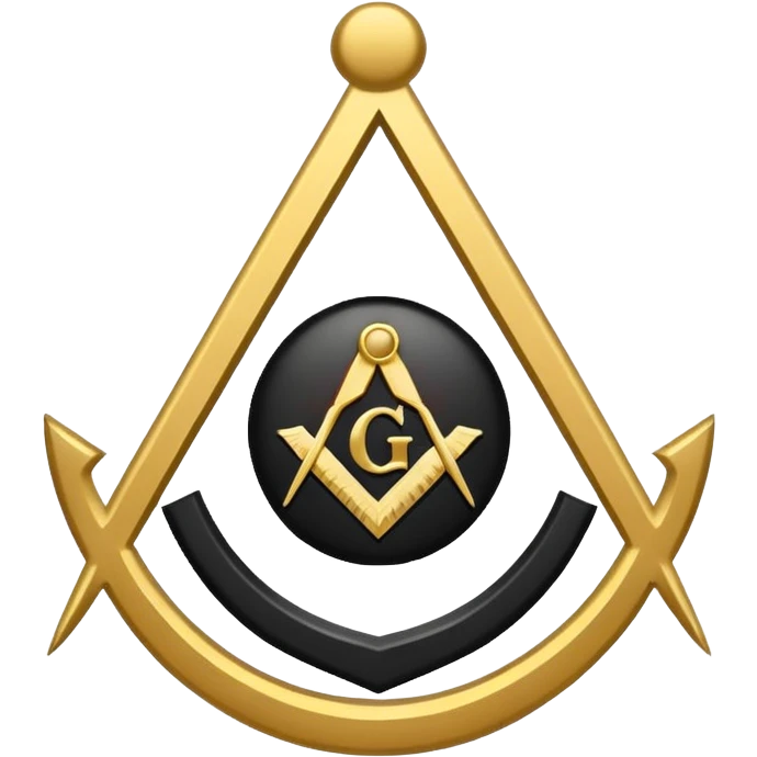 Masonic Square and Compass, minimal black and white, simple Apple emoji style emoji