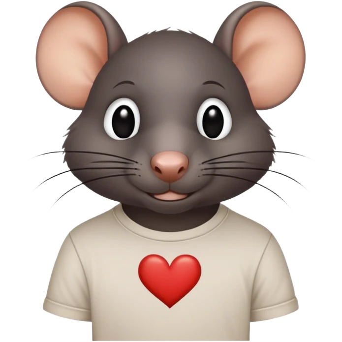 All black rat with "stevie ❤️" on his T shirt emoji