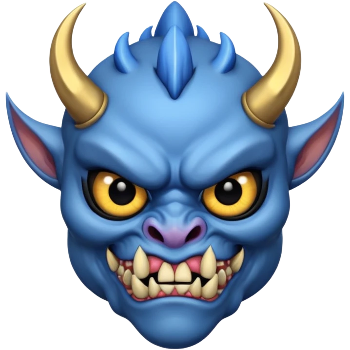 blue oni with black eye ball and gold iris emoji