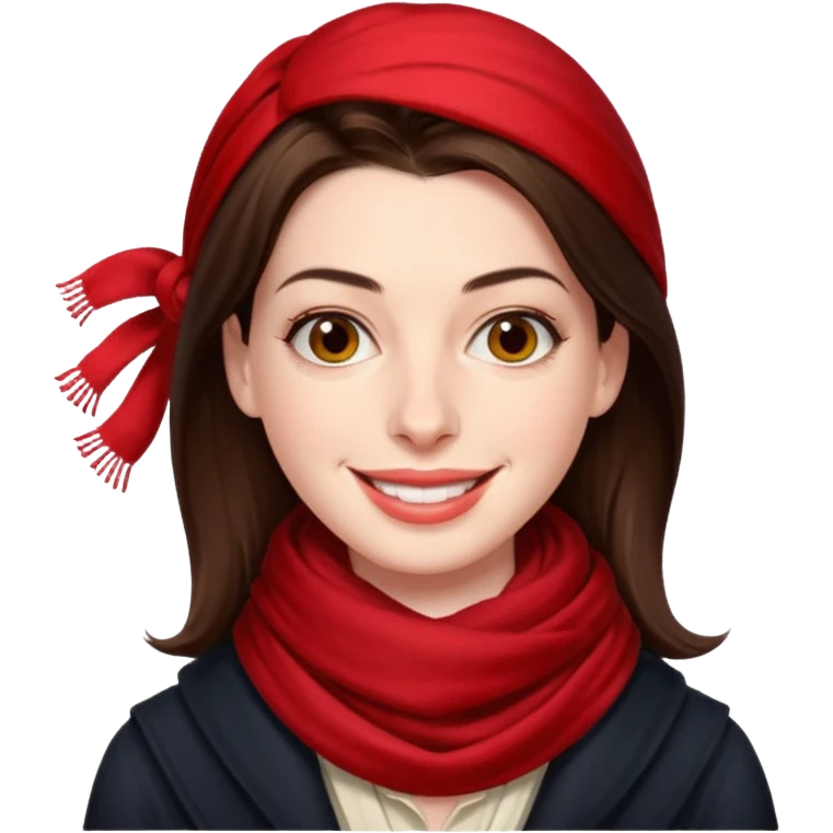 Anne Hathaway with red scarf emoji