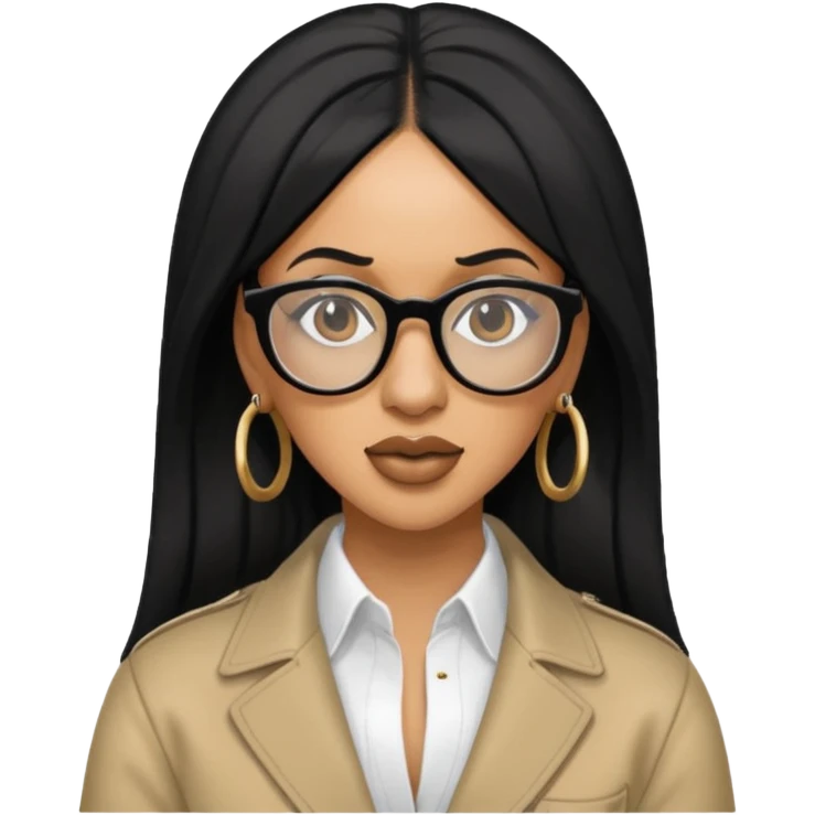 rapper Cardi B black hair wear glasses emoji