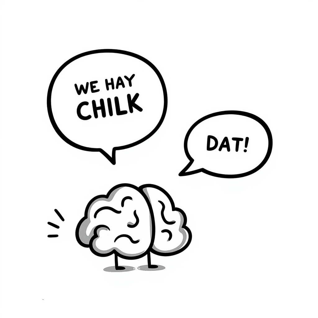 un cerveau qui parle, style doodle noir emoji