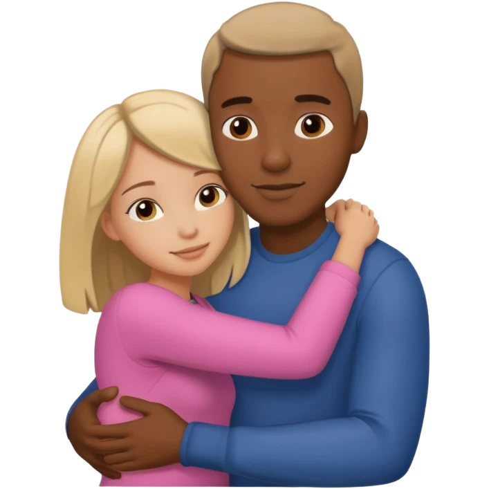 black guy with a girl in a warm hug emoji