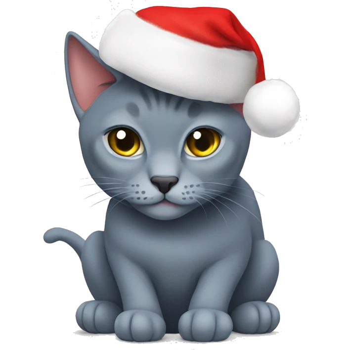Russian blue cat with Christmas hat  emoji