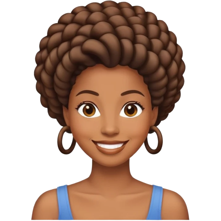 A black woman with tight coiled hair smiling emoji