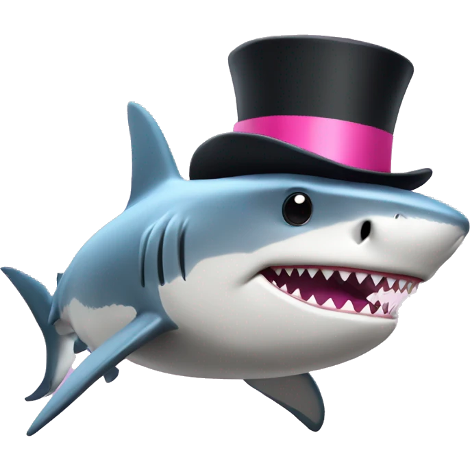 Shark with a pink top hat emoji