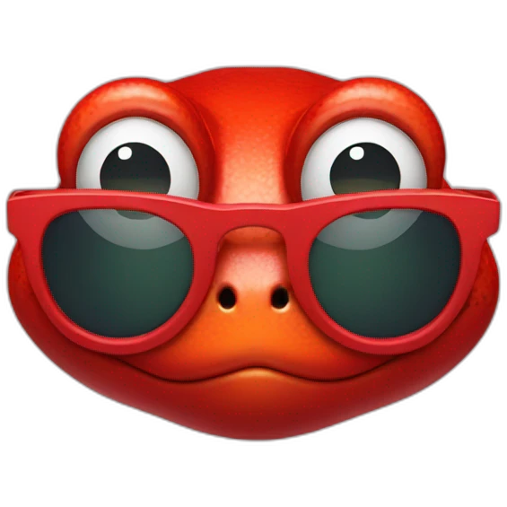 Red frog with glasses emoji
