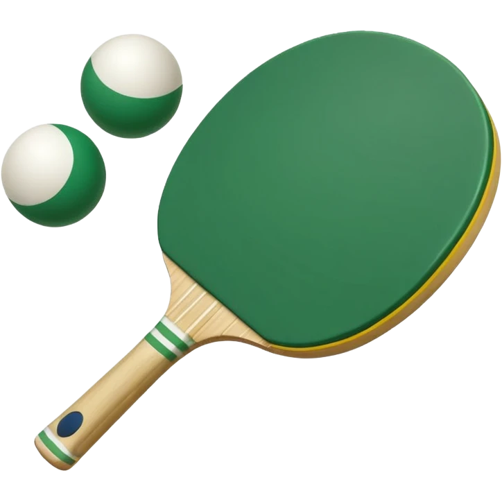 pala de ping pong amarillas y verdes con pelota emoji