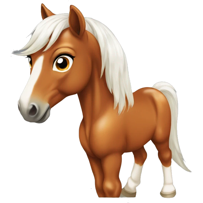 Chestnut horse with white, cheeky playful horse, young horse foal filly horse yearling playful trotting emoji