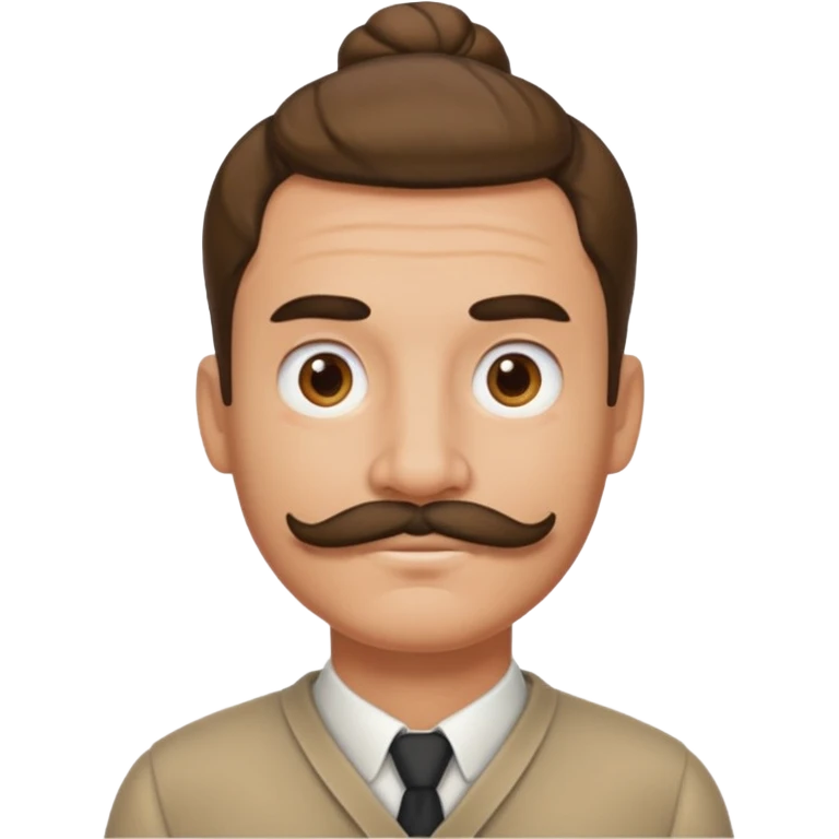 bun hair man and mustache emoji