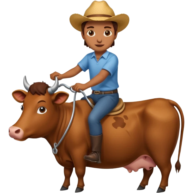 brown cow riding a man emoji