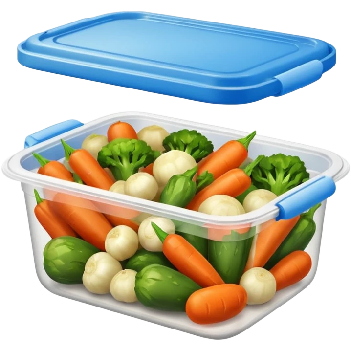 cooked vegetables in plastic container emoji