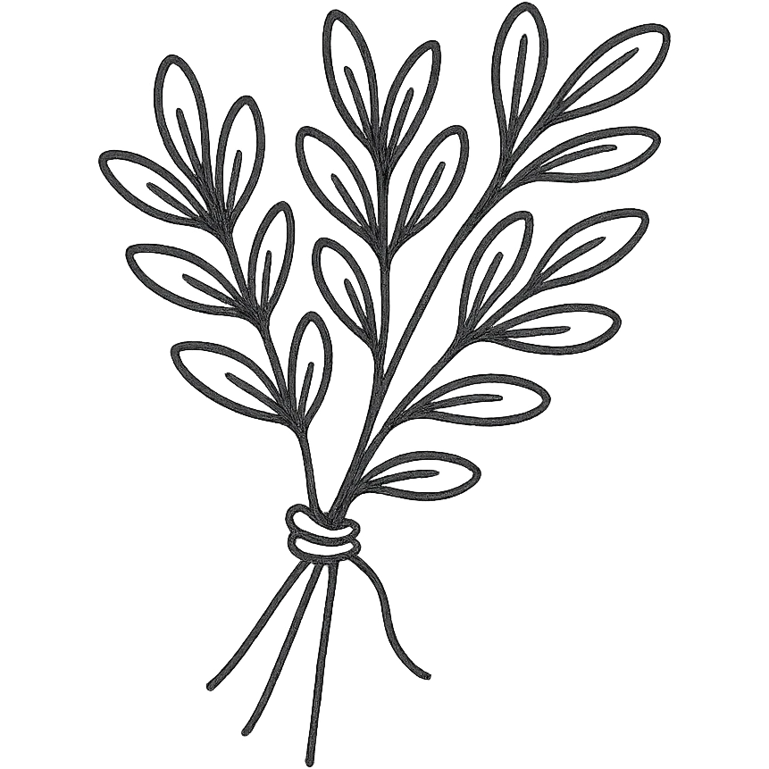 herbs, hand drawn black outline style emoji