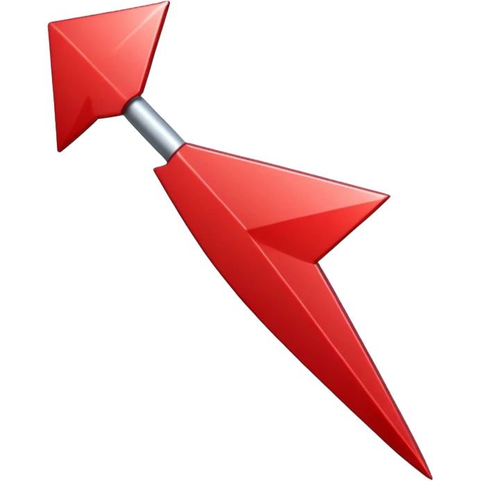 a red arrow ascending diagonally from bottom left to top right, with a shiny finish and subtle shadow for depth emoji