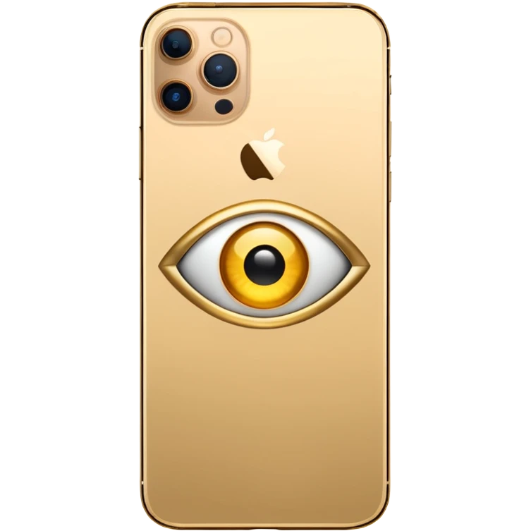 Gold iPhone 16 Pro Max, replace apple logo with fullgold eye logo backview emoji
