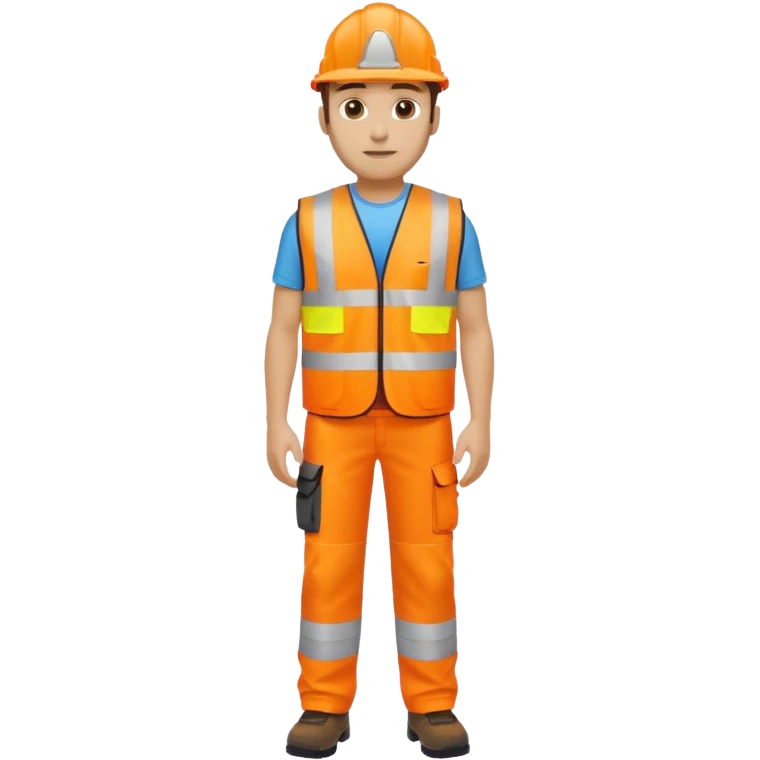 man in orange hi vis vest standing full body emoji