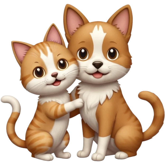 a cat and a dog playing emoji