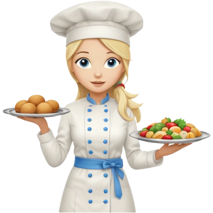 Full body 
Sexy Long Blonde hair blue eyed female chef emoji