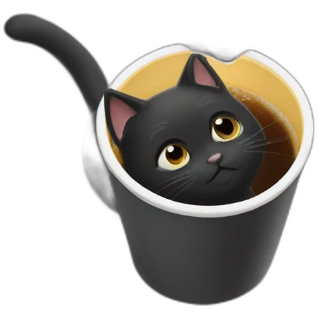 Black cat drinking from cup emoji