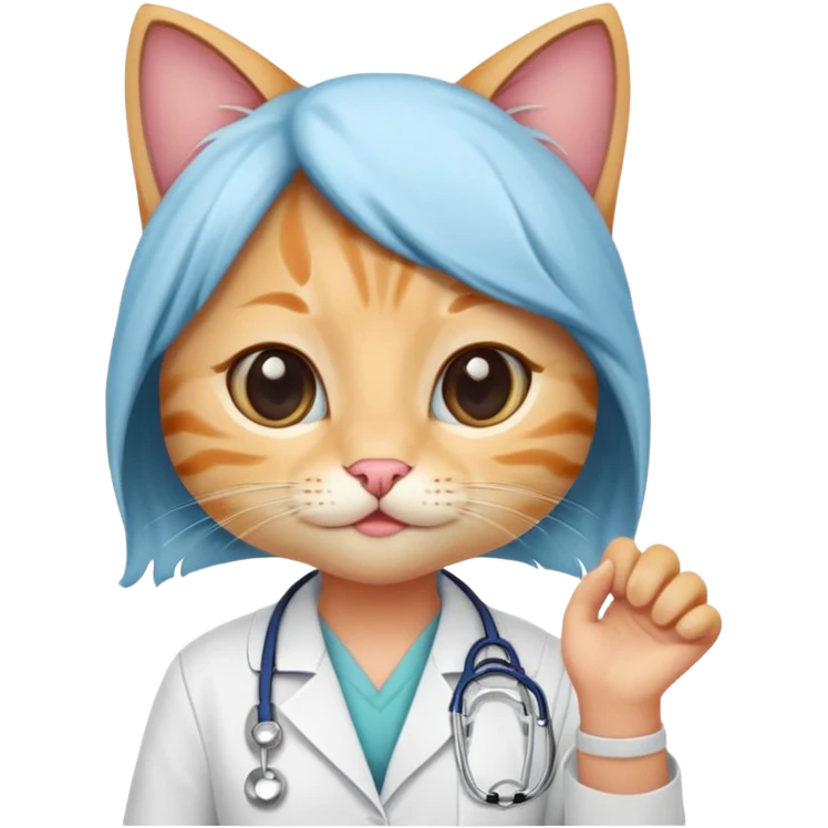 make me a cute little female doctor kitten emoji