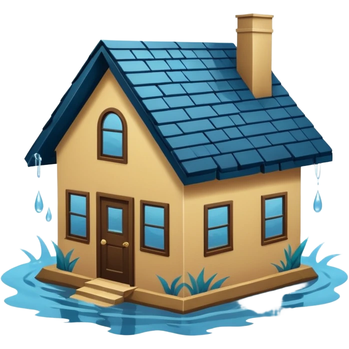 House with flooding around it emoji