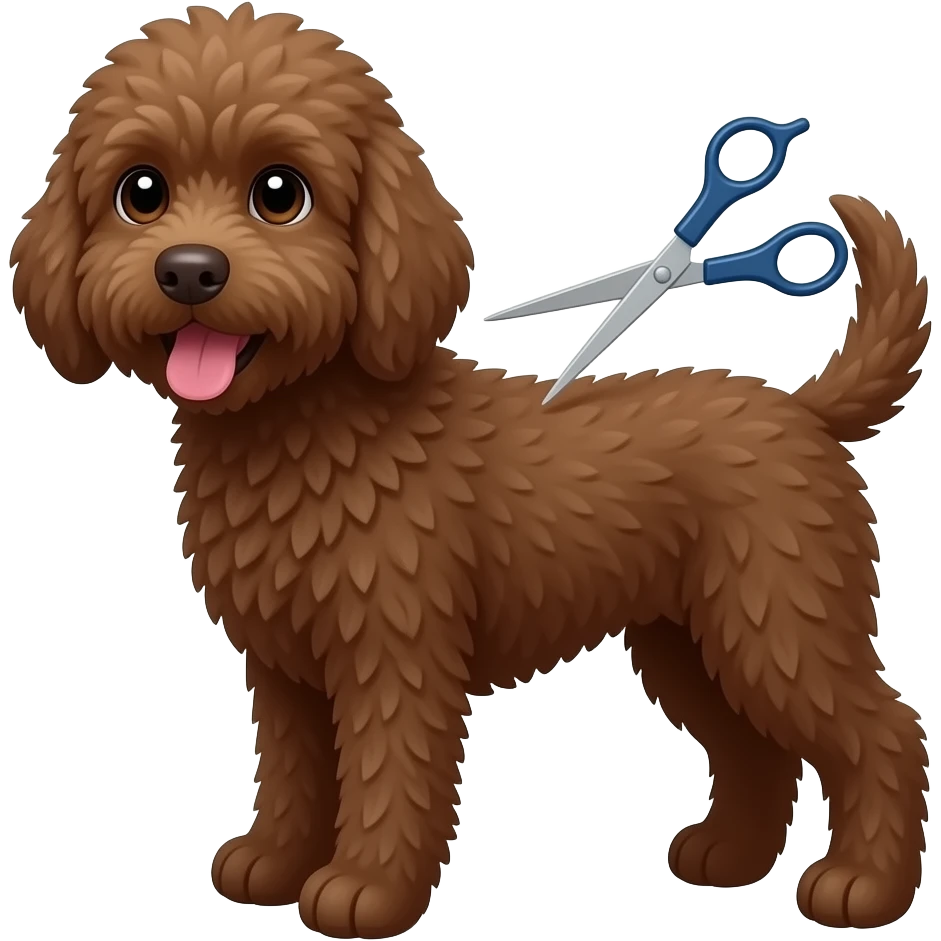 Сделай собаку породы лаготто раманойло ( она должна быть коричневая) и она должна быть на грумминге (давай изобразим груминг, как ножницы) emoji