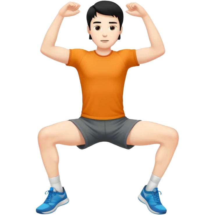 Hombre blanco pelinegro haciendo estiramientos de piernas emoji