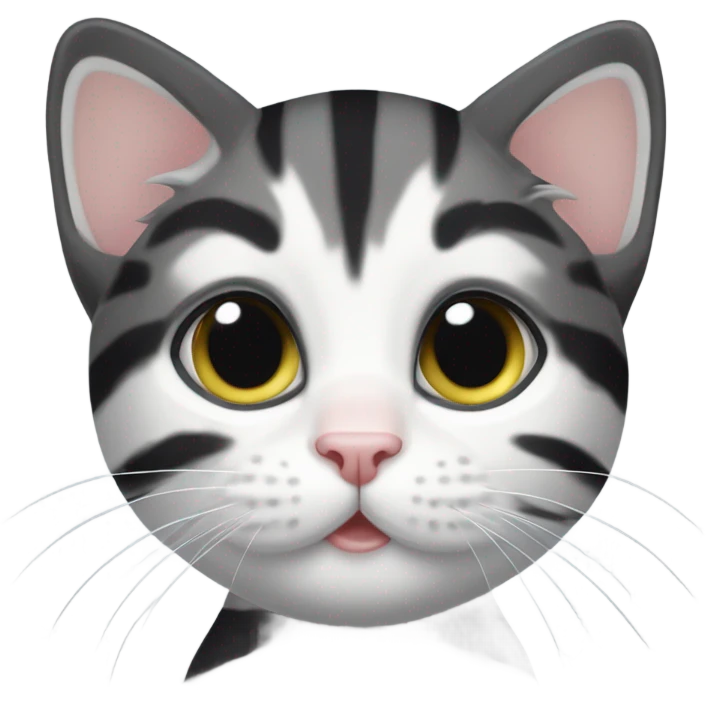 Black and white tabby kitty emoji