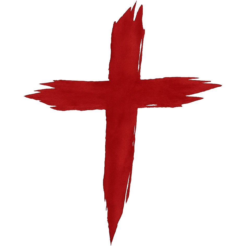 Isolate and keep only the red cross in a torn calligraphic style with a transparent background, 512x512px. emoji