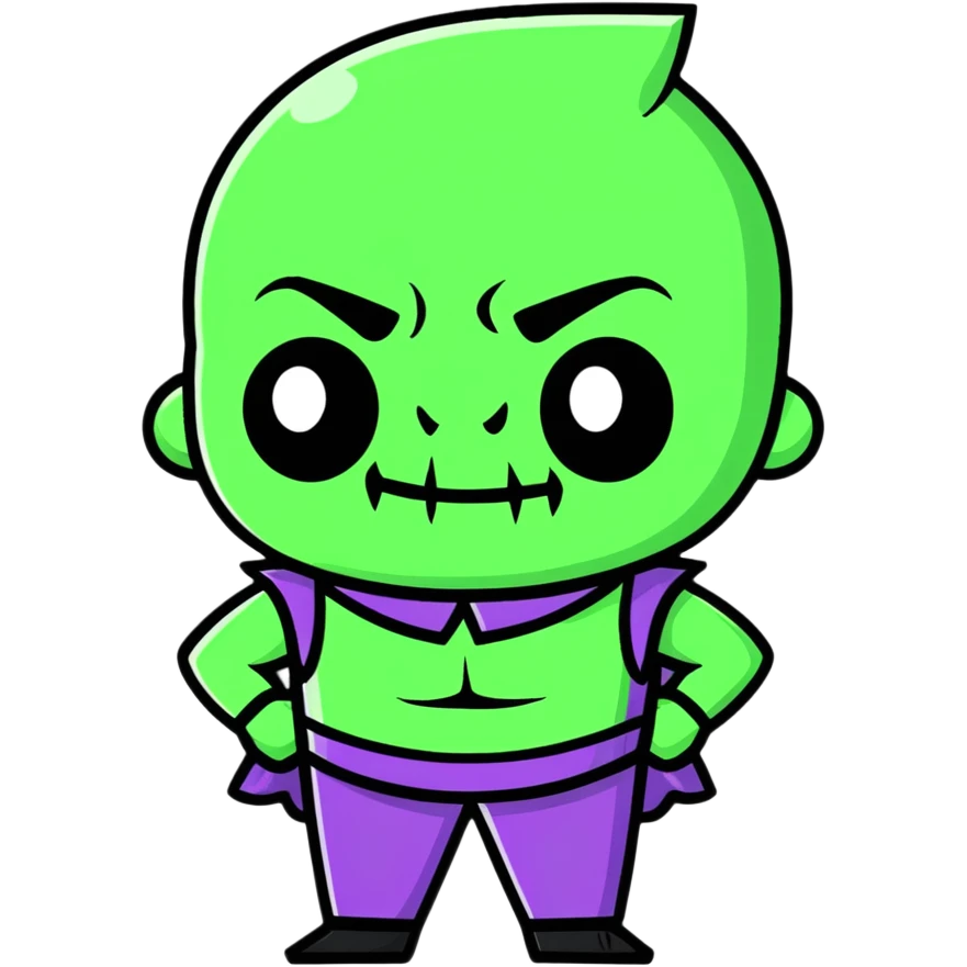 cartoon villain character with silly expression emoji