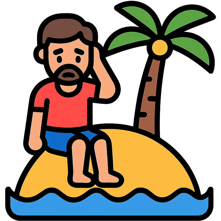 color outline icon of a stranded man on an island emoji