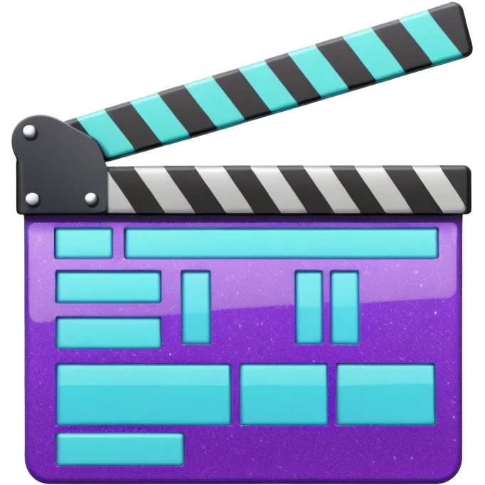 Glitter purple and cian clapperboard emoji