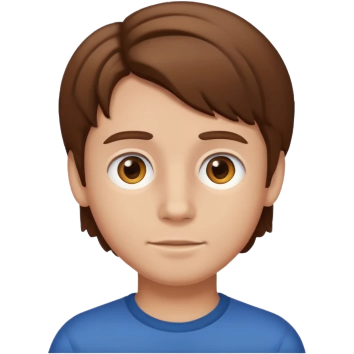 boy with brown hair and a middle part, classic emoji style emoji