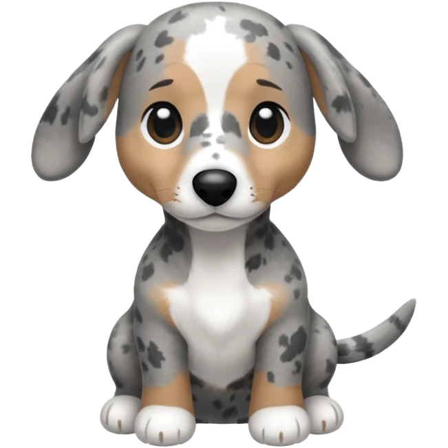Chibi style Plush gray dappled dachshund  emoji