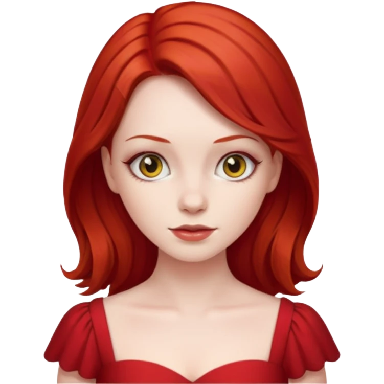 lady in red clothes , ed hair emoji