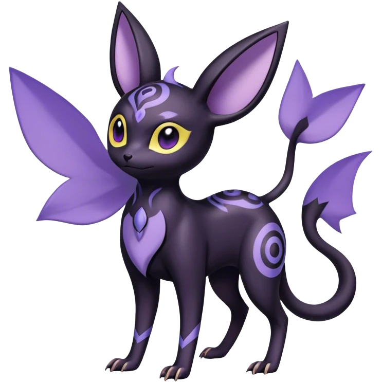 Noibat-Umbreon-Espeon-hybrid, full body, intricate markings emoji