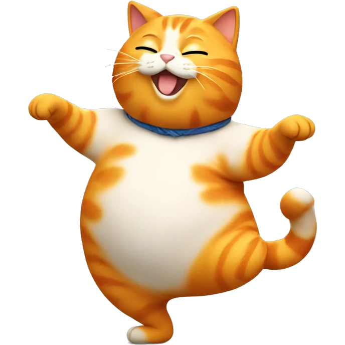 fat orange cat dancing emoji
