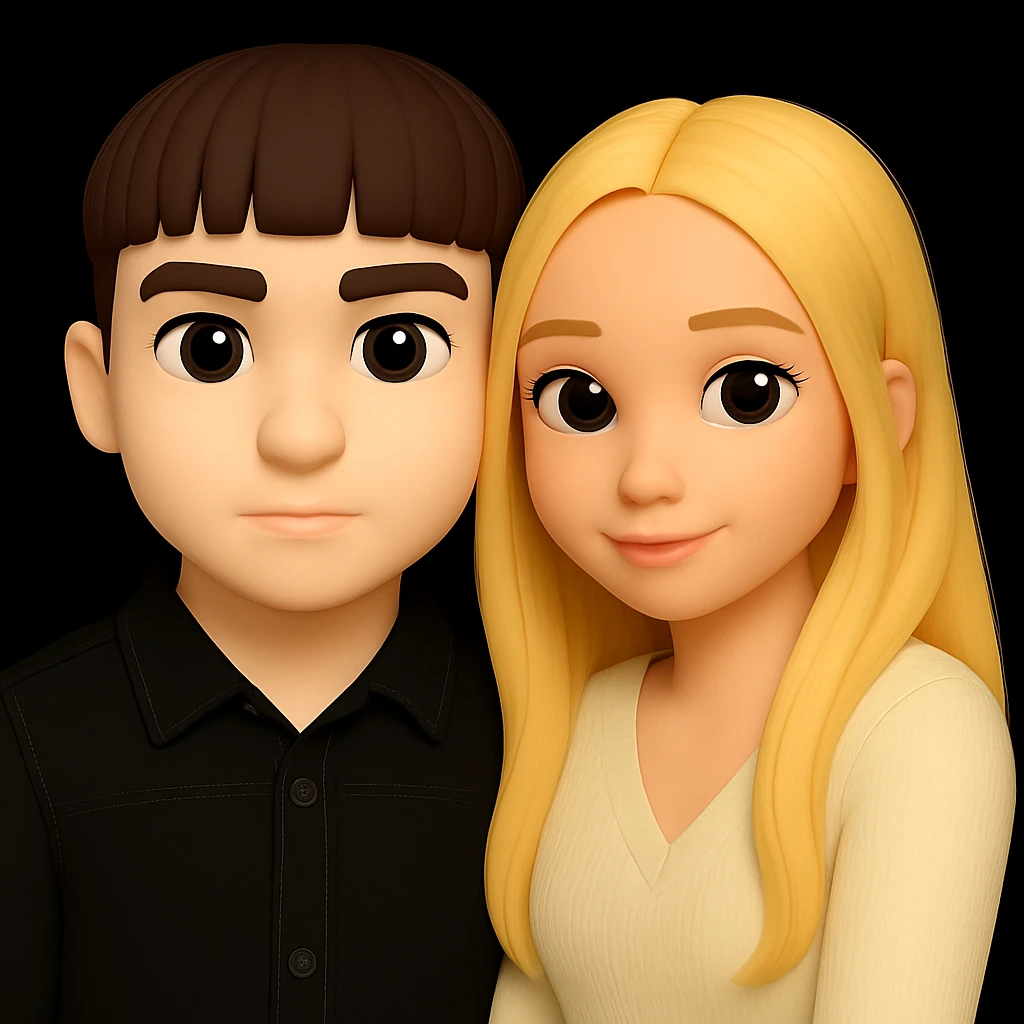 Make the skin color of the boy as light as the girl next to him, preserving the 3d-emoji style and keeping everything else unchanged. emoji
