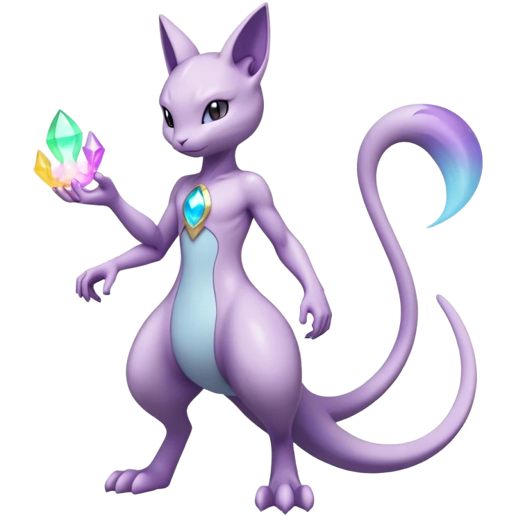 Anthro Sona Colorful Godly Celestial Shiny Mewtwo-Fakemon Fantasy Creature Full Body emoji